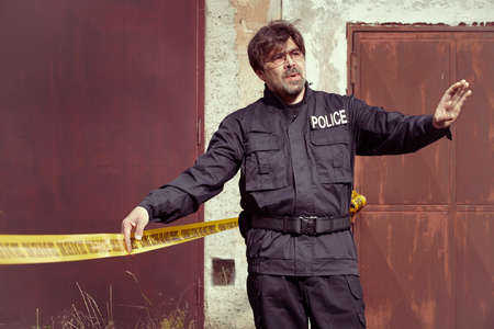 Do not go there! Place is under police controlの写真素材