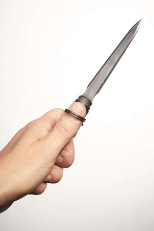 Operating with special cold weapon - ballistic knifeの写真素材