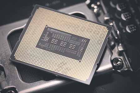 Detail of computer chip - main processor of PC architecture system