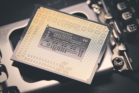 Detail of computer chip - main processor of PC architecture system