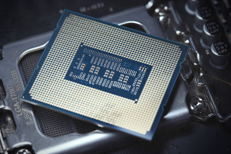 Detail of computer chip - main processor of PC architecture system