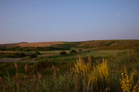 Dawn at surroundings of Danube delta in Romania around Tulcea