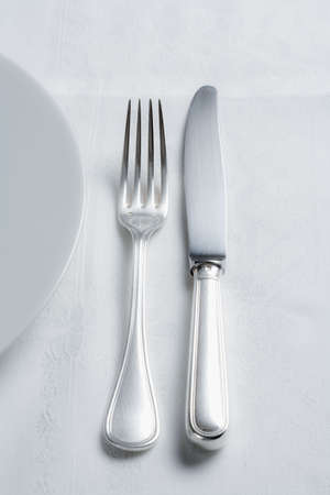 elegant table setting with silverware and white plate
