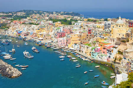 Marina Corricella, Procida Island, Bay of Naples, Campania, Italyの写真素材