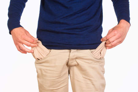 Man Searching for Cash in his Pockets