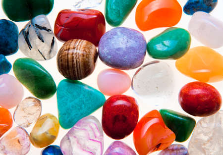 Collection of Colorful Semiprecious Gemstones on White.の写真素材