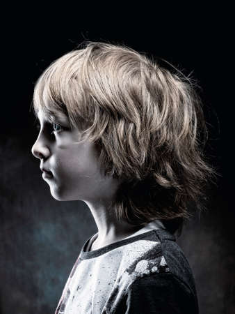 Portrait of a Boy with Blond Hairの写真素材