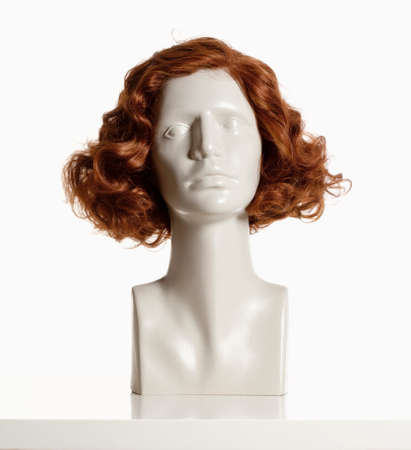 Mannequin Female Head with Wig on Whiteの写真素材
