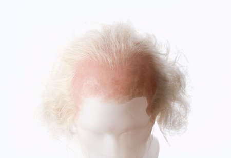 Mannequin Male Head with Bald Wig on White