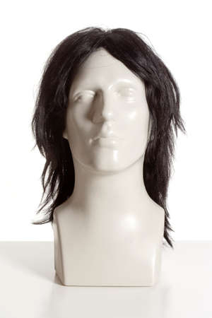 Mannequin Male Head with Wig on Whiteの写真素材