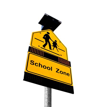School Sign on White Background の写真素材