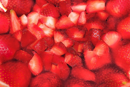 Chopped Strawberry on a Strawberry Cheesecake の写真素材