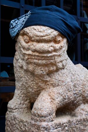 Japanese Stone Lion Sculpture