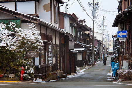 TAKAYAMA, JAPAN - MARCH 26  Takayama is a city which retains a traditional touch like few other Japanese cities, especially in its beautifully preserved old town on March 26, 2012 in Takayama, Japan  のeditorial素材