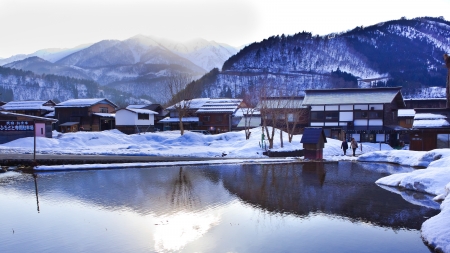 SHIRAKAWA GO, JAPAN - MARCH 27  Declared a UNESCO world heritage site in 1995,  their traditional Gassho-zukuri farmhouses, some are more than 250 years old on March 27, 2012 in Shirakawa Go, Japan のeditorial素材