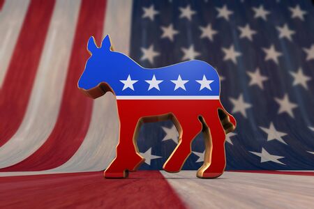 Democrat Party Symbol on an American Flag Background のeditorial素材