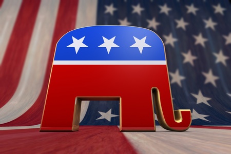 Republican Party Symbol on an American Flag Background のeditorial素材