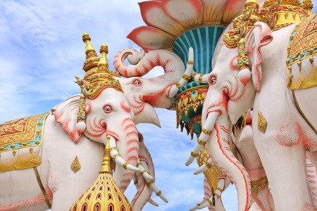 BANGKOK, THAILAND - APRIL 15  Wat Phra Kaew in Bangkok, Thailand on April 15, 2013  The Elephants...