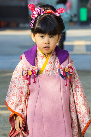 OKAYAMA, JAPAN - NOVEMBER 17  Shichi-go-san in Okayama, Japan on November 17, 2013  Traditional rite of passage and festival day in Japan for 3 and 7-year-old girls and 3 and 5-year-old boys のeditorial素材