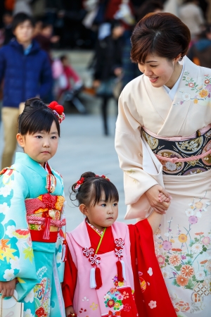 TOKYO, JAPAN - NOVEMBER 23  Shichi-go-san in Tokyo, Japan on November 23, 2013  Traditional rite of passage and festival day in Japan for 3 and 7-year-old girls and 3 and 5-year-old boys のeditorial素材