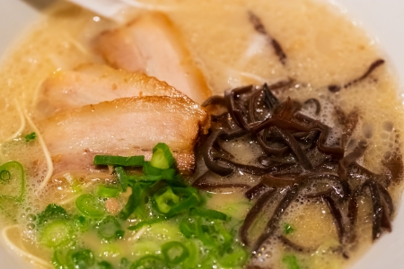 Japanese ramen noodle with pork in sesame soupのeditorial素材