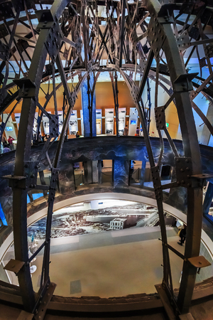 HIROSHIMA, JAPAN - NOVEMBER 15  Peace Memorial Museun in Hiroshima, Japan on November 15, 2013  Full size model of the Atomic Dome inside the Museumのeditorial素材