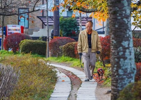 KYOTO, JAPAN - NOVEMBER 20  Senior Citizen in Kyoto, Japan on November 20, 2013  Unidentified senior...