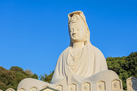 Bodhisattva Avalokitesvara  Kannon  at Ryozen Kannon in KyotoKYOTO, JAPAN - NOVEMBER 20  Ryozen Kannon in Kyoto, Japan on November 20, 2013   A war memorial commemorating the War dead of the Pacific war located in Eastern Kyotoのeditorial素材