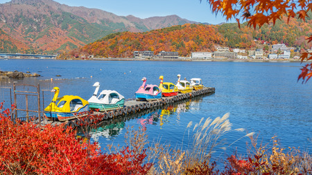 Lake Kawaguchi  Kawaguchiko at Fujikawaguchiko in Japanのeditorial素材