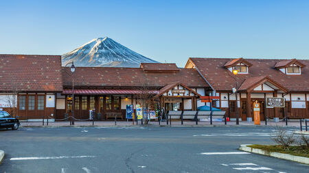 Fujikawaguchiko, Japan - November 23 2013  Kawaguchiko Station is a railway station on the Fujikyuko Line in Fujikawaguchiko, Yamanashi, Japan, operated by Fuji Kyukoのeditorial素材
