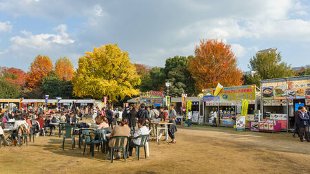 TOKYO, JAPAN - NOVEMBER 26  Meiji Shrine Autumn Fair in Tokyo, Japan on November 26, 2013  Held every year for food stalls s from different regions sell products for people in autumnのeditorial素材