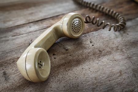 Vintage Telephone on an Old Wood Table