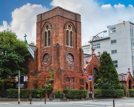 KYOTO, JAPAN - OCTOBER 22: St. Agnes Cathedral in Kyoto, Japan on October 22, 2014. St. Agnes Cathedral was built as Holy Trinity Church in 1898 on the campus of Heian Womenのeditorial素材