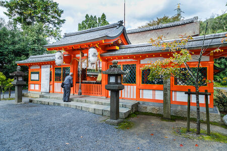 KYOTO, JAPAN - OCTOBER 21:  Uji Shrine in Kyoto, Japan on October 21, 2014. Has a 1,700 year history. The enshrined deity is Uji no Waki Iratsuko, who is well known as deity of learning as she was wise from her childhoodのeditorial素材