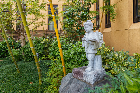KYOTO, JAPAN - OCTOBER 23: International Manga Museum in Kyoto, Japan on October 23, 2014. A small japanese style garden situated outside the main buiding of the museumのeditorial素材