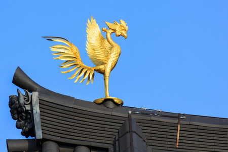 Phoenix Ornamaent on the Roof of Byodo-in Temple in Kyoto, Japanのeditorial素材