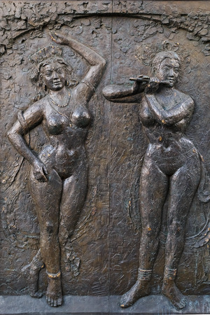 Low Relieve at the gate of  Isshinji Temple in Osaka, Japanの写真素材