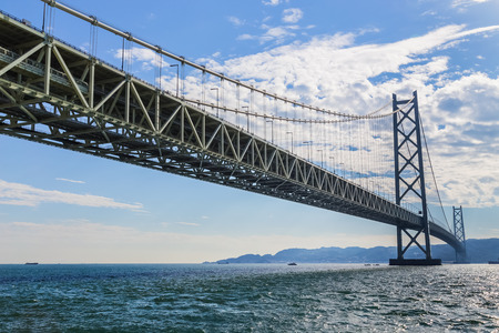 Akashi-Kaikyo Bridge in Kobe, Japan

KOBE, JAPAN - OCTOBER 25:  Akashi-Kaikyo Bridge in Kobe, Japan on October 25, 2014. Links Kobe mainland to Iwaya on Awaji Island, the bridge has the longest central span of any suspension bridge in the worldのeditorial素材