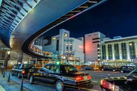 HIMEJI, JAPAN - OCTOBER 25: Himeji Station in Himeji, Japan on October 25, 2014. Located in the heart of Himeji, a major stop on the Sanyo Main Line, and the western end of the JR Kobe Line.のeditorial素材