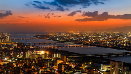 Skyline of Umeda District in Osakaのeditorial素材