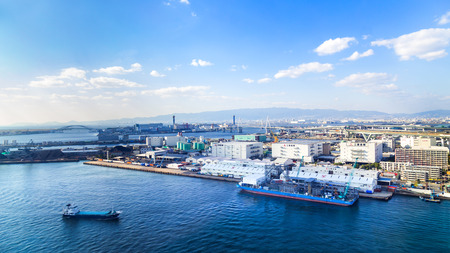 OSAKA, JAPAN - OCTOBER 28: Osaka Bay in Osaka, Japan on October 28, 2014. Industries locate around Osaka Bay because there are skilled and plentiful workforce, many port facilities, efficient linkagesのeditorial素材