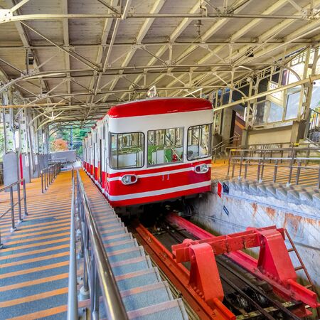 WAKAYAMA, JAPAN - OCTOBER 29:  Cablecar in Wakayama, Japan on October 29, 2014. At Gokurakubashi...