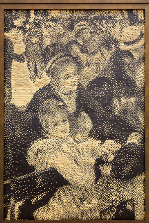 OSAKA, JAPAN - OCTOBER 29: Replica Paintings in Osaka, Japan on October 29, 2014. Reproduction of famous painting " de la Galette" is created by Japanese train ticket and displayed at Kansai airport stationのeditorial素材