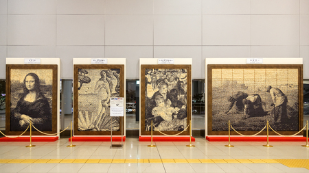 OSAKA, JAPAN - OCTOBER 29: Replica Paintings in Osaka, Japan on October 29, 2014. Reproduction of famous paintings are created by Japanese train ticket and displayed at Kansai airport stationのeditorial素材