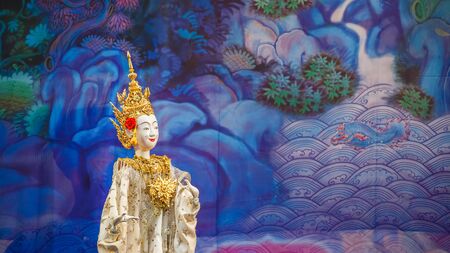 BANGKOK, THAILAND - APRIL 12: Songkran Festival in Bangkok, Thailand on October 12, 2014. Thai traditional  puppet performed in Songkran festival to calebrate Thai traditional new year's at Silom roadのeditorial素材
