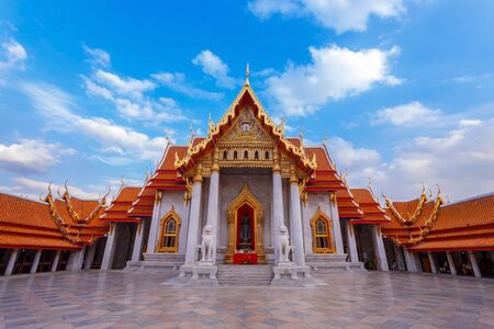 The Marble Temple, Wat Benchamabopit Dusitvanaram in Bangkok, Thailandの写真素材