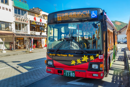 Nikko, Japan - November 16 2015: Nikko World Heritage Bus serves between Tobu Nikko station and all world heritage sites in circular directionのeditorial素材