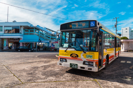 WAKAYAMA, JAPAN - NOVEMBER 19, 2015: Kumano loop bus runs between important travel destinations and...
