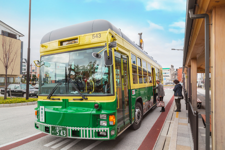 MIE, JAPAN - NOVEMBER 20, 2015: City bus and loop bus operated for tourists and people of Ise city in Mie prefectureのeditorial素材