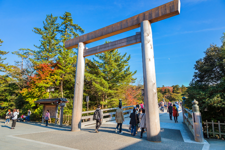 Ise Jingu Naiku(Ise Grand shrine - inner shrine) in Ise City, Mie PrefectureMIE, JAPAN - NOVEMBER 20, 2015: Ise Grand Shrine (Naiku - inner shrine, officially known as Kotai Jingu) dedicated to the worship of Amaterasu -  the goddess of the sunのeditorial素材